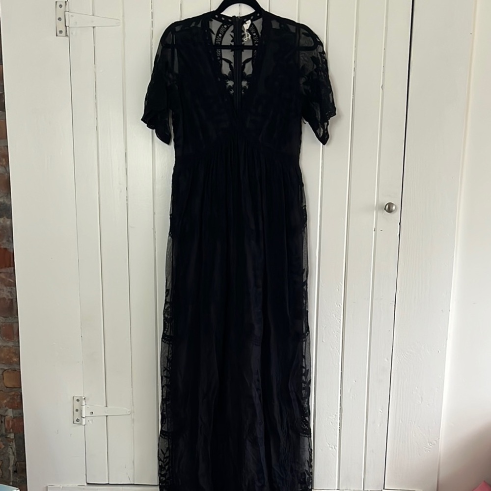Pinkblush Black Flutter Sleeve Maxi Dress